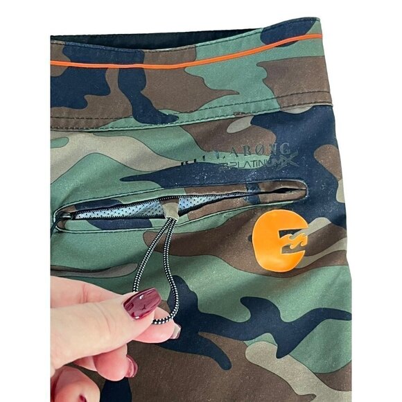 Billabong PX2 Platinum Mens Sz 40 Camo Green & Orange Boardshorts - Picture 8 of 10
